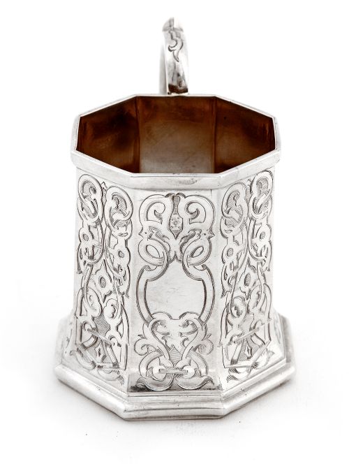 EARLY VICTORIAN OCTAGONAL SILVER CHRISTENING MUG - ADDITIONAL PHOTO 1