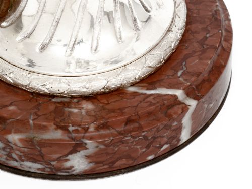 ANTIQUE MORLOT SILVER PLATED TABLE LAMP WITH RAMS HEAD MOTIFS - ADDITIONAL PHOTO 2