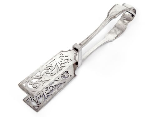 FIDDLE AND THREAD STYLE SILVER PLATED ASPARAGUS TONGS - ADDITIONAL PHOTO 1