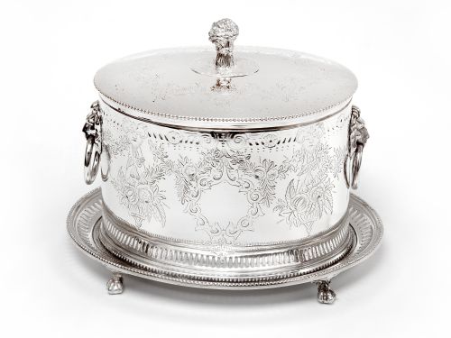 antique horace woodward co silver plated biscuit or trinket box - CATEGORY: ANTIQUE SILVER - DATED 1890