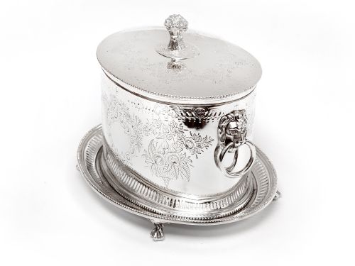 ANTIQUE HORACE WOODWARD CO SILVER PLATED BISCUIT OR TRINKET BOX - ADDITIONAL PHOTO 1