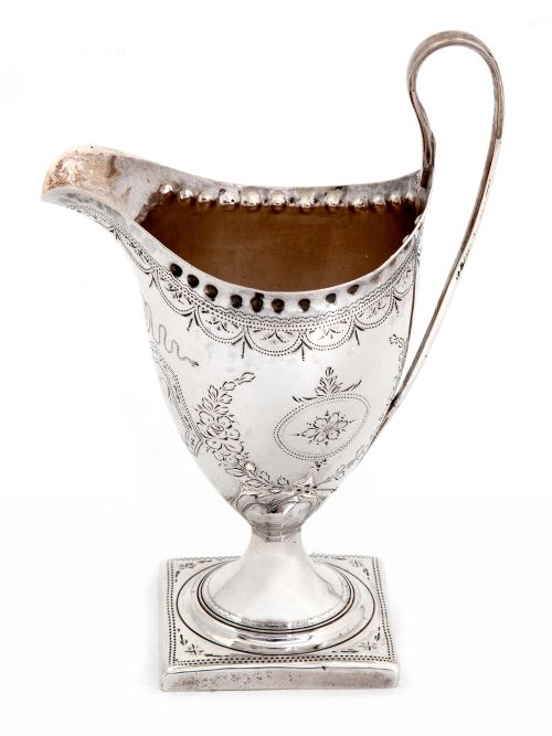 peter and ann bateman helmet shaped silver creamer jug - CATEGORY: ANTIQUE SILVER - DATED 1750