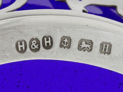 VINTAGE SILVER SUGAR BASKET WITH BLUE GLASS LINER - ADDITIONAL PHOTO 5