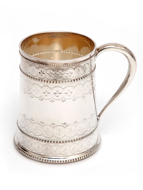victorian thomas bradbury silver plated christening mug - CATEGORY: ANTIQUE SILVER - DATED 1870