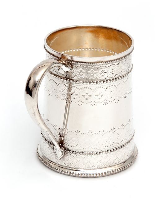 VICTORIAN THOMAS BRADBURY SILVER PLATED CHRISTENING MUG - ADDITIONAL PHOTO 2