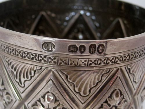VICTORIAN SILVER GOBLET CHASED WITH A PINEAPPLE AND FLORAL PATTERN - ADDITIONAL PHOTO 6