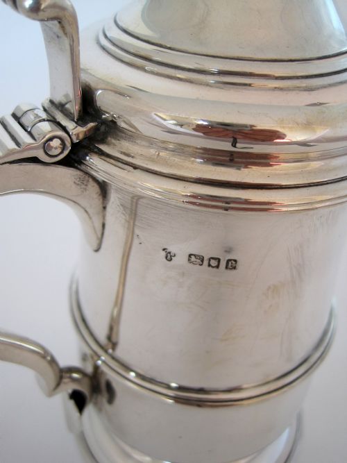 HANDSOME GEORGE II STYLE SILVER LIDDED TANKARD - ADDITIONAL PHOTO 5