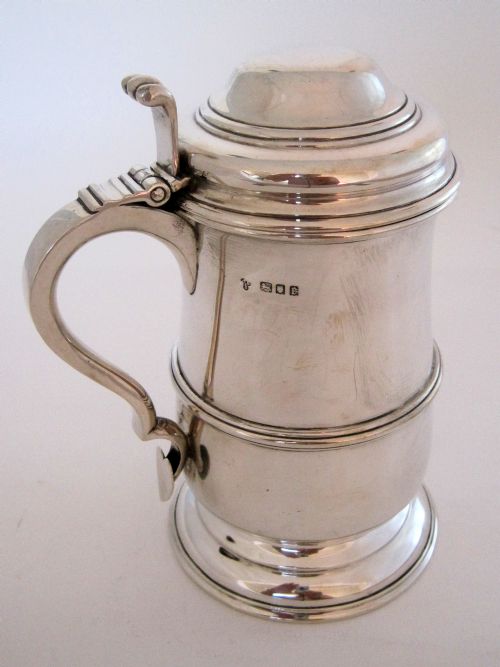 HANDSOME GEORGE II STYLE SILVER LIDDED TANKARD - ADDITIONAL PHOTO 7