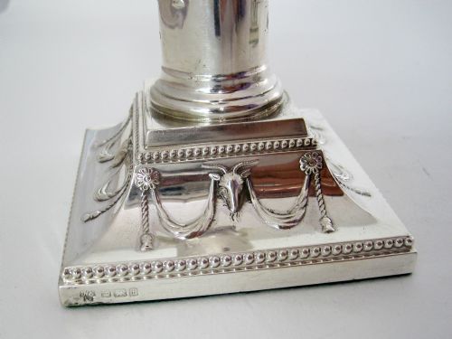PAIR OF ELEGANT 14CM 55 EDWARDIAN SILVER CANDLESTICKS - ADDITIONAL PHOTO 4