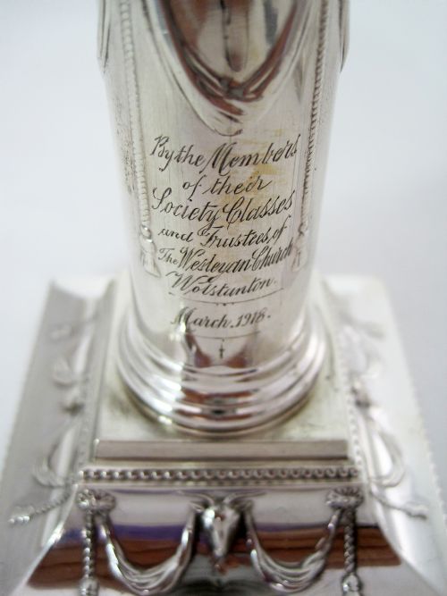 PAIR OF ELEGANT 14CM 55 EDWARDIAN SILVER CANDLESTICKS - ADDITIONAL PHOTO 6