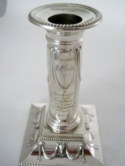 PAIR OF ELEGANT 14CM 55 EDWARDIAN SILVER CANDLESTICKS - ADDITIONAL PHOTO 7