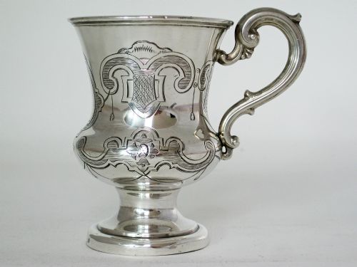 EARLY VICTORIAN SILVER CAMPANA SHAPED CHRISTENING MUG - ADDITIONAL PHOTO 1