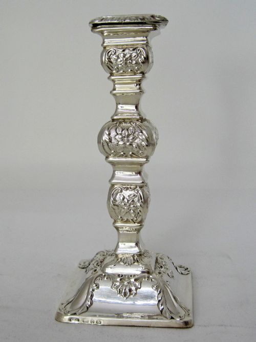 PAIR OF ORNATE LATE VICTORIAN SILVER CANDLESTICKS - ADDITIONAL PHOTO 2