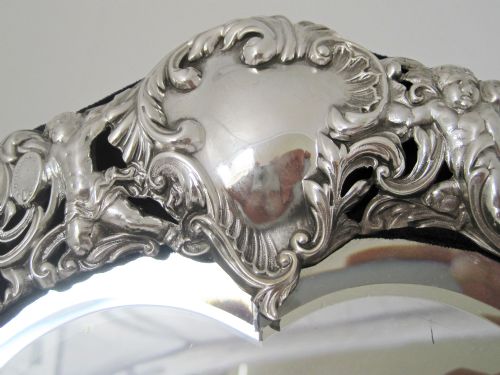 WILLIAM COMYNS VICTORIAN HEART SHAPED SILVER DRESSING TABLE MIRROR - ADDITIONAL PHOTO 2