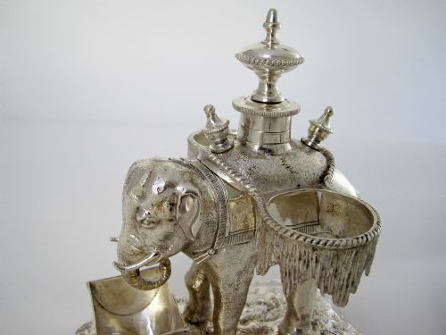 OVER SIZE VICTORIAN SILVER PLATED ELEPHANT CRUET SET - ADDITIONAL PHOTO 6
