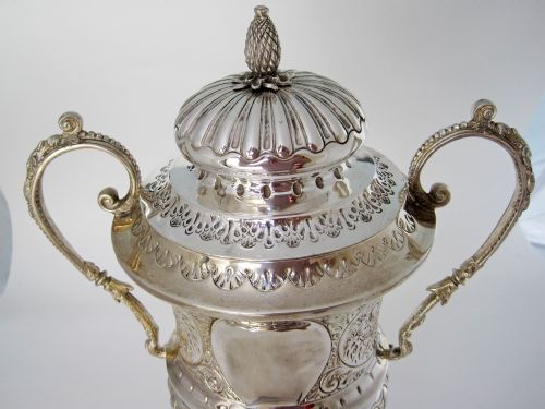 IMPRESSIVE LATE VICTORIAN CAMPANA SHAPED SILVER TROPHY CUP - ADDITIONAL PHOTO 1