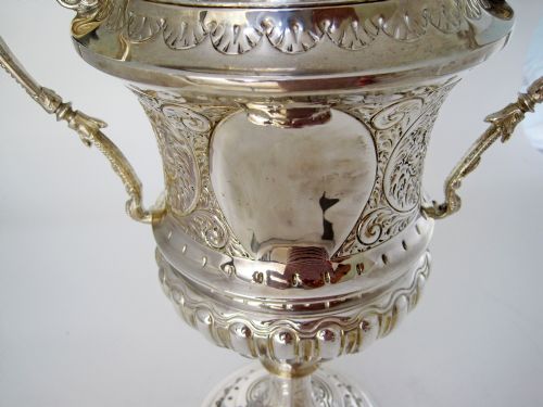 IMPRESSIVE LATE VICTORIAN CAMPANA SHAPED SILVER TROPHY CUP - ADDITIONAL PHOTO 2
