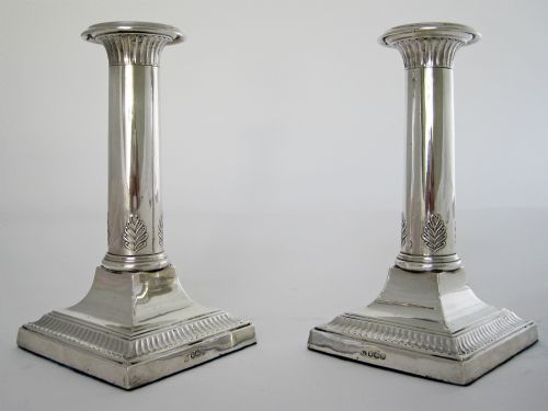 stylish pair of thomas bradbury son silver candlesticks - CATEGORY: ANTIQUE SILVER - DATED 1920