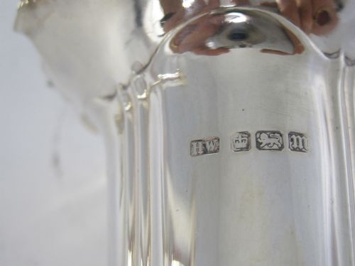 PAIR OF EDWARDIAN SILVER VASES WITH A CRIMPED SCALLOPED RIM - ADDITIONAL PHOTO 2