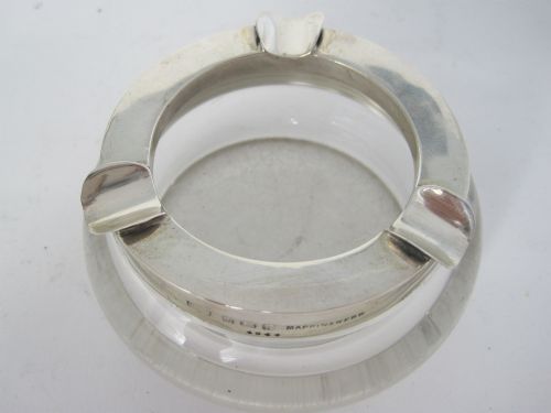 MAPPIN WEBB SILVER AND CLEAR GLASS CIRCULAR ASH TRAY - ADDITIONAL PHOTO 2
