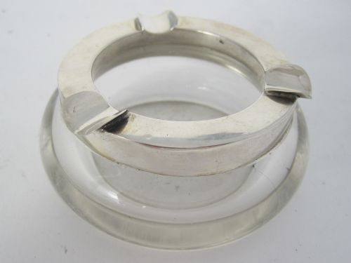 MAPPIN WEBB SILVER AND CLEAR GLASS CIRCULAR ASH TRAY - ADDITIONAL PHOTO 3