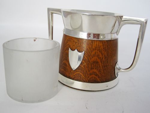 VICTORIAN OAK AND SILVER PLATED TROPHY FLOWER OR FOOD CONTAINER - ADDITIONAL PHOTO 1