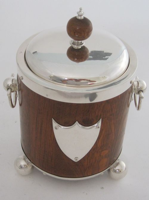 JOHN GRINSELL SON OAK AND SILVER PLATE BARREL - ADDITIONAL PHOTO 1