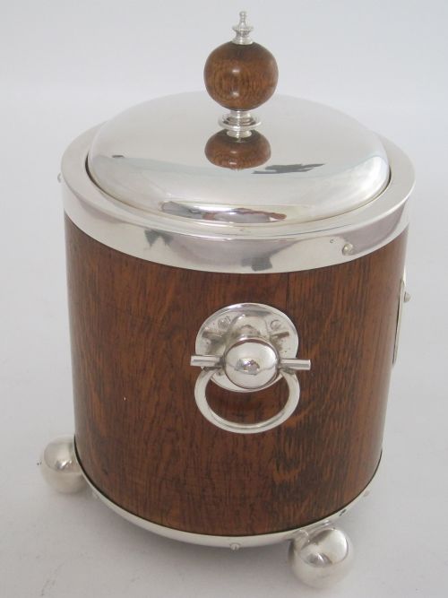 JOHN GRINSELL SON OAK AND SILVER PLATE BARREL - ADDITIONAL PHOTO 2