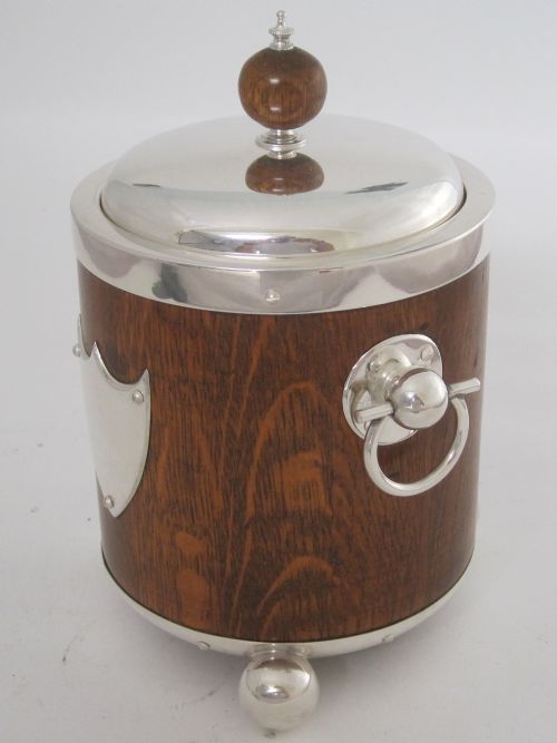 JOHN GRINSELL SON OAK AND SILVER PLATE BARREL - ADDITIONAL PHOTO 3