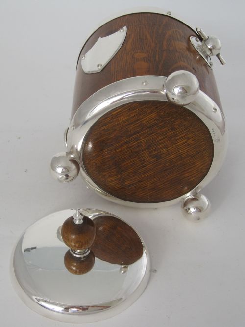 JOHN GRINSELL SON OAK AND SILVER PLATE BARREL - ADDITIONAL PHOTO 6