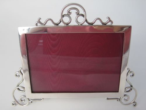 edwardian silver photo picture frame with applied wirework scrolling - CATEGORY: ANTIQUE SILVER - DATED 1900