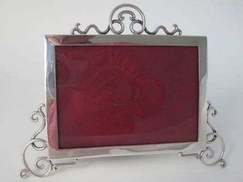 EDWARDIAN SILVER PHOTO PICTURE FRAME WITH APPLIED WIREWORK SCROLLING - ADDITIONAL PHOTO 1