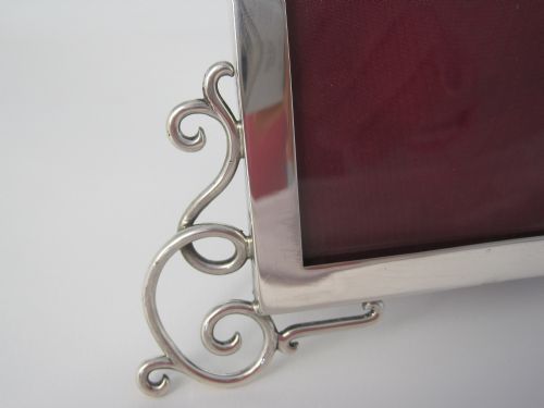 EDWARDIAN SILVER PHOTO PICTURE FRAME WITH APPLIED WIREWORK SCROLLING - ADDITIONAL PHOTO 2