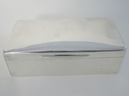 late victorian plain silver rectangular cigar or trinket table box - CATEGORY: ANTIQUE SILVER - DATED 1890