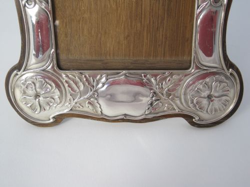 ART NOUVEAU STYLE SHAPED RECTANGULAR SILVER PHOTO PICTURE FRAME - ADDITIONAL PHOTO 2