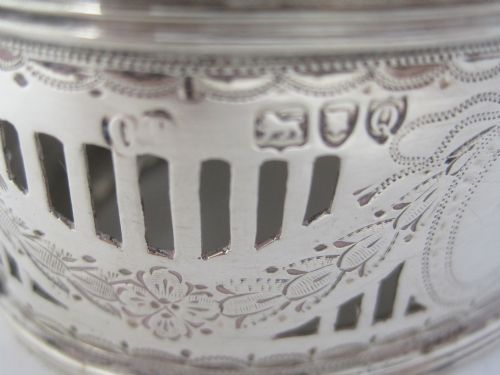 VICTORIAN SILVER MUSTARD WITH BRISTOL BLUE GLASS LINER - ADDITIONAL PHOTO 4