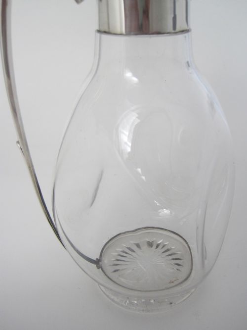 ELKINGTON CO VICTORIAN SILVER CLARET JUG WITH PLAIN MOUNT AND CLEAR GLASS BODY - ADDITIONAL PHOTO 1