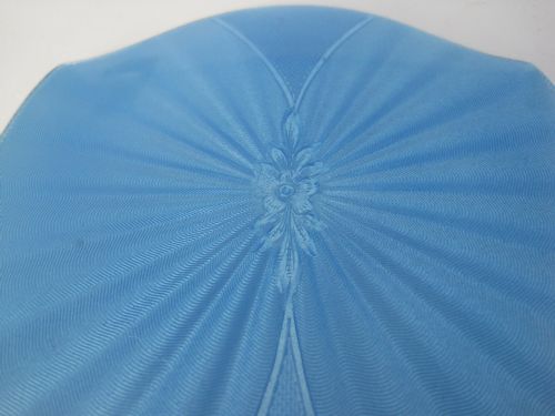 SILVER AND TURQUOISE BLUE GILLOCHE ENAMEL SHAPED HAND MIRROR - ADDITIONAL PHOTO 2