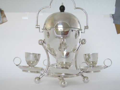victorian silver plated egg shaped egg boiler with swing handle - CATEGORY: ANTIQUE SILVER - DATED 1890