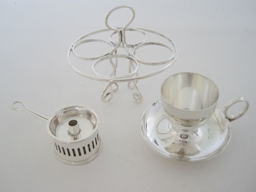 VICTORIAN SILVER PLATED EGG SHAPED EGG BOILER WITH SWING HANDLE - ADDITIONAL PHOTO 6