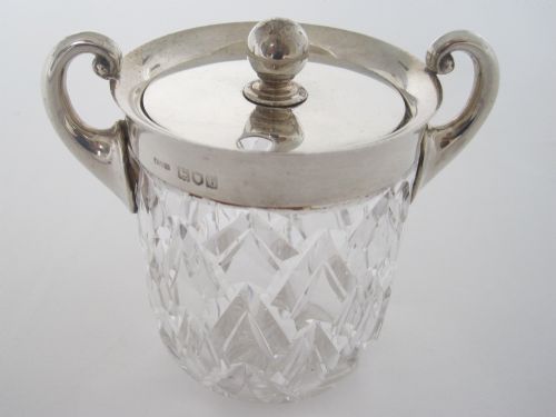 late victorian circular john grinsell preserve or jam pot - CATEGORY: ANTIQUE SILVER - DATED 1890