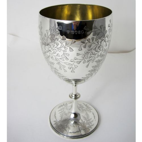impressive large victorian silver goblet or trophy cup - CATEGORY: ANTIQUE SILVER - DATED 1870