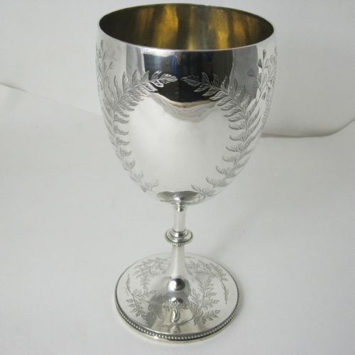 IMPRESSIVE LARGE VICTORIAN SILVER GOBLET OR TROPHY CUP - ADDITIONAL PHOTO 2