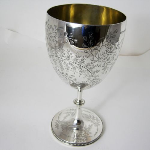 IMPRESSIVE LARGE VICTORIAN SILVER GOBLET OR TROPHY CUP - ADDITIONAL PHOTO 3