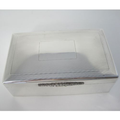 HANDSOME LARGE RECTANGULAR TABLE SILVER CIGAR OR TRINKET BOX - ADDITIONAL PHOTO 1
