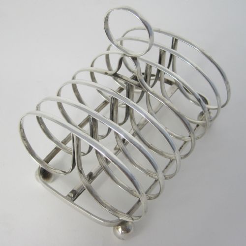 GEORGIAN STYLE SILVER TOAST RACK WITH SEVEN BAR BUTTERFLY STYLE DIVISIONS - ADDITIONAL PHOTO 2