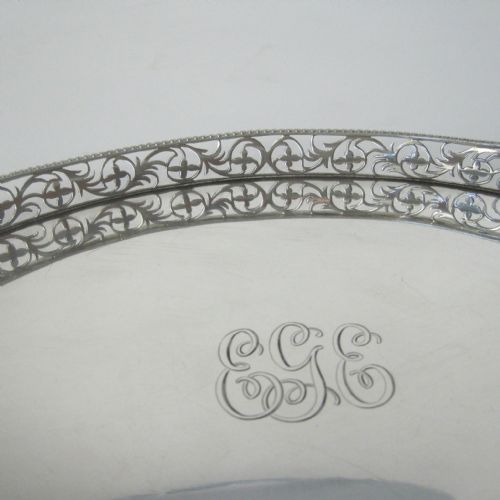 PRETTY LATE VICTORIAN SILVER TRAY IN AN OVAL CUSHION FORM - ADDITIONAL PHOTO 1