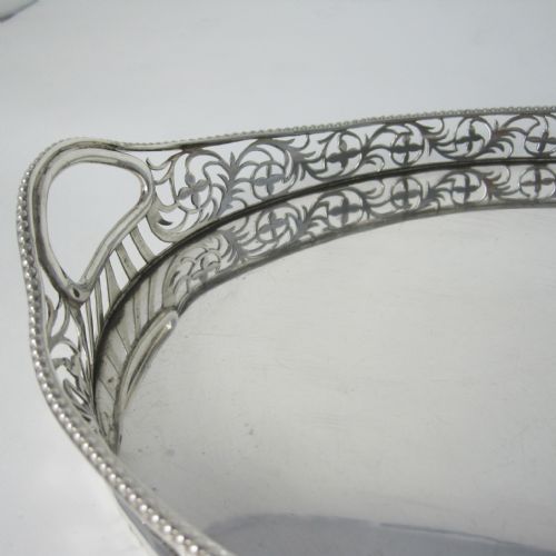 PRETTY LATE VICTORIAN SILVER TRAY IN AN OVAL CUSHION FORM - ADDITIONAL PHOTO 2