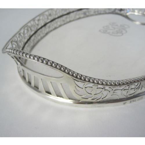 PRETTY LATE VICTORIAN SILVER TRAY IN AN OVAL CUSHION FORM - ADDITIONAL PHOTO 4