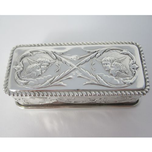 VICTORIAN CHESTER SILVER BOX DECORATED WITH CHERUBS - ADDITIONAL PHOTO 1